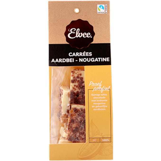 Carrees aardbei nougatine