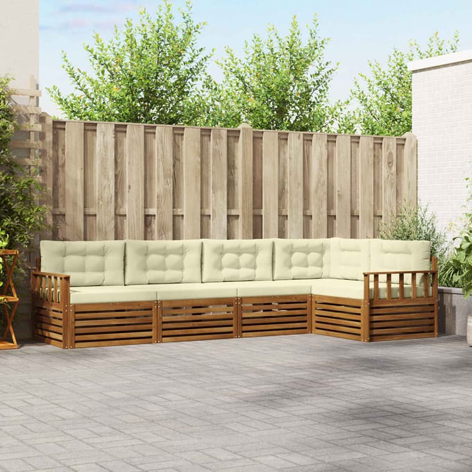 vidaXL - Buiten - bank - set - 5 - st - Natuurlijk - en - Crème
