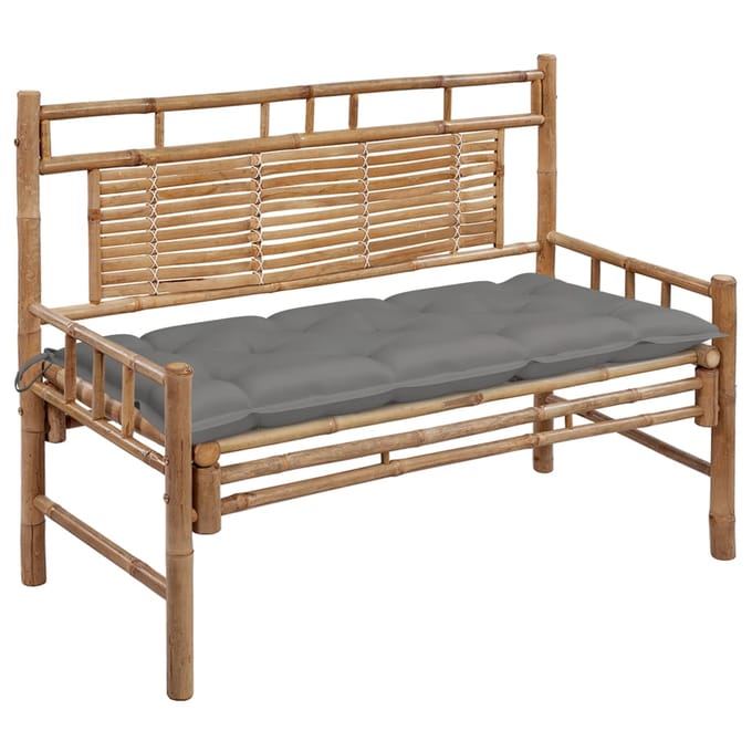 vidaXL - Tuinbank - met - kussen - 120 - cm - bamboe