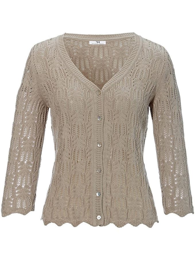 Vest 100% katoen in ­ajourbreisel Van Peter Hahn beige