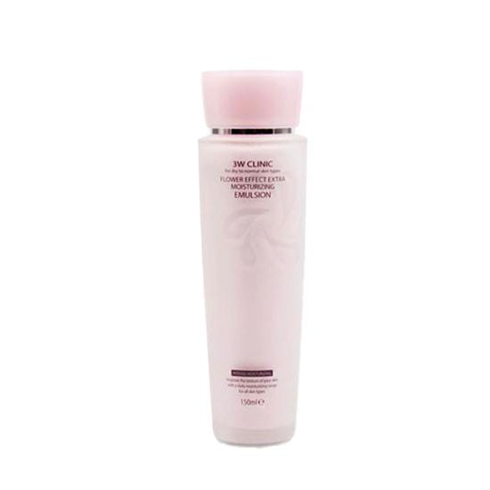 3W CLINIC Flower Effect Extra Moisture Skin Softener(Toner) 150ml, Emulsion 150ml (3 Options) #EMULSION 150ml x 1pcs white