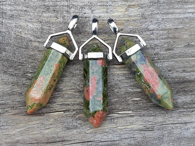 Edelsteen Unakiet - pendel - healing punt hanger