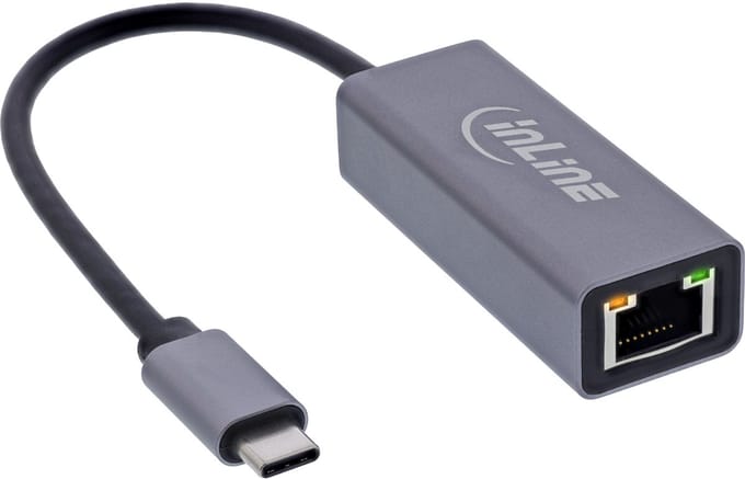 InLine® USB 3.2 netwerkadapterkabel, USB-C naar RJ45 Gigabit netwerk