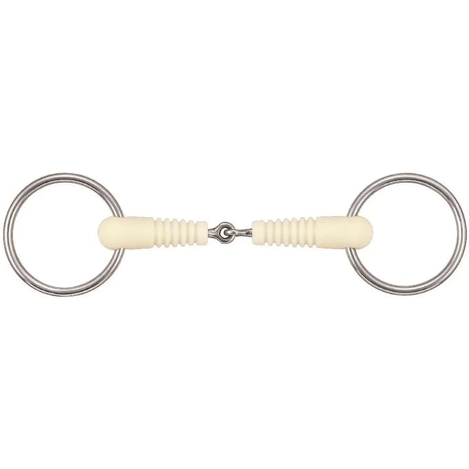 2-rings bit voor afneembaar paard enkelgebroken Soyo Happy mouth "ribbed"