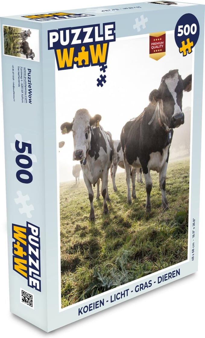Puzzel Koeien - Licht - Gras - Dieren - Legpuzzel - Puzzel 500 stukjes