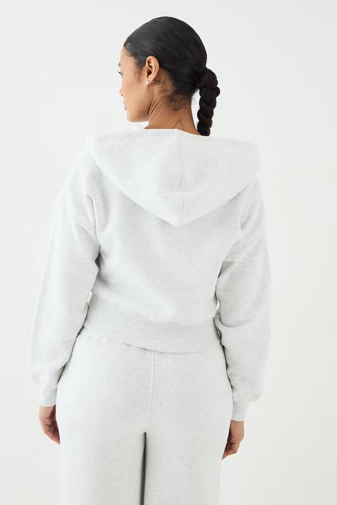 Dames DSGN Studio Script Geborduurd Ritshoodie | Ash Grey | Maat: Large