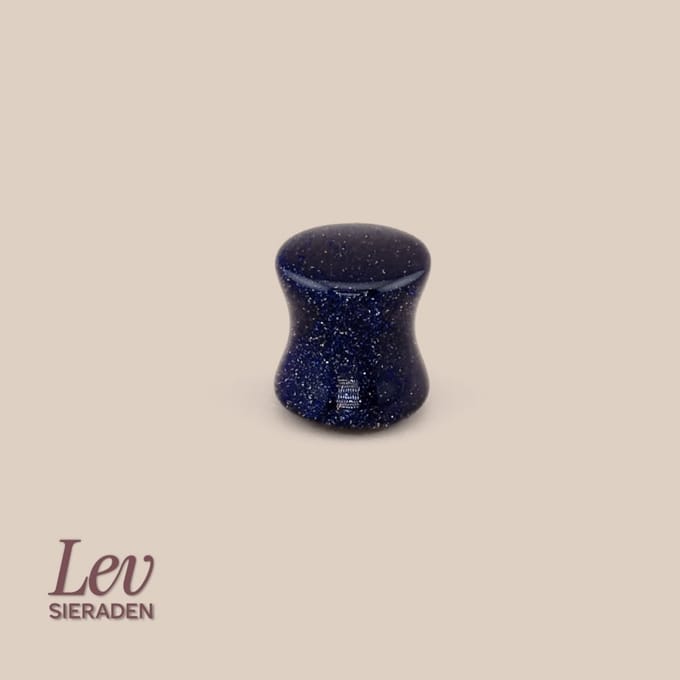 Lev Sieraden - 5mm plug piercing - Blauwe goudsteen - Zadelfit plug piercing - dubble flare