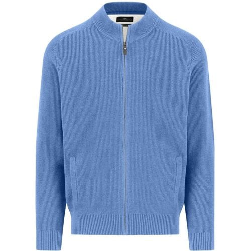 Fynch-Hatton Vest Stand-Up Zip Collar Supersoft Subtle Texture Cotton Crystal Blue / male