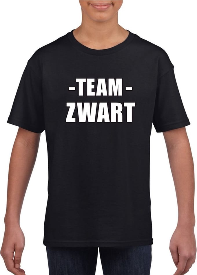 Sportdag team zwart shirt kinderen 146/152