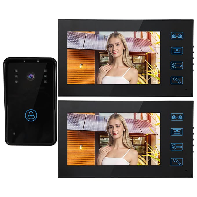 7-inch video-intercom, 2 monitoren, touchscreen-deurtelefoon, nachtzicht, toegangsdeurbelsysteem EU