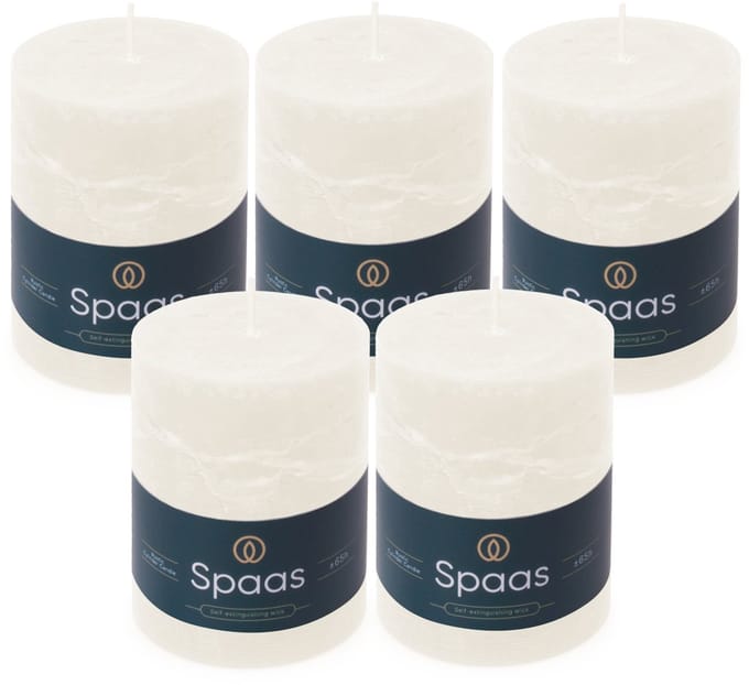 Spaas Rustieke Stompkaarsen - Wit – 80/110mm - circa 65 uur - 5 kaarsen