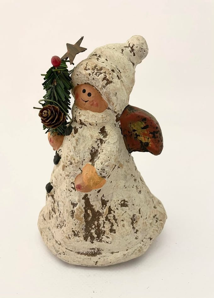 J-Line Engel met kersttak en muts 7x10x15cm
