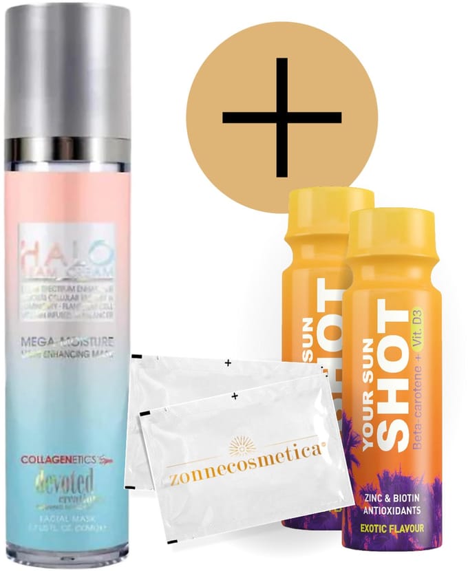 Devoted Creations - Halo Beam Cream + 2 Your Sun Shots + 2 Verfrissingsdoekjes