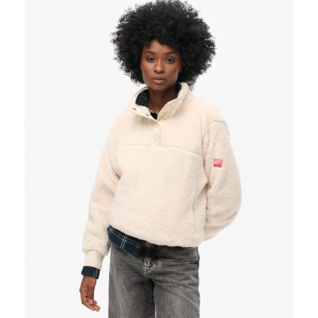 Superdry Trui Super Soft Half Zip W2012372a Rice White Dames Maat - M