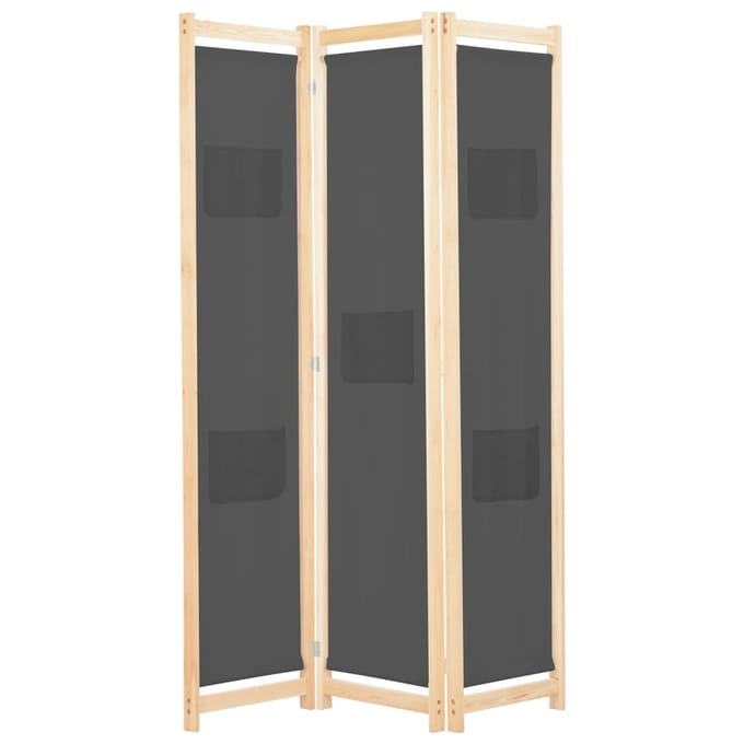 vidaXL - Kamerscherm - met - 3 - panelen - 120x170x4 - cm - stof - grijs