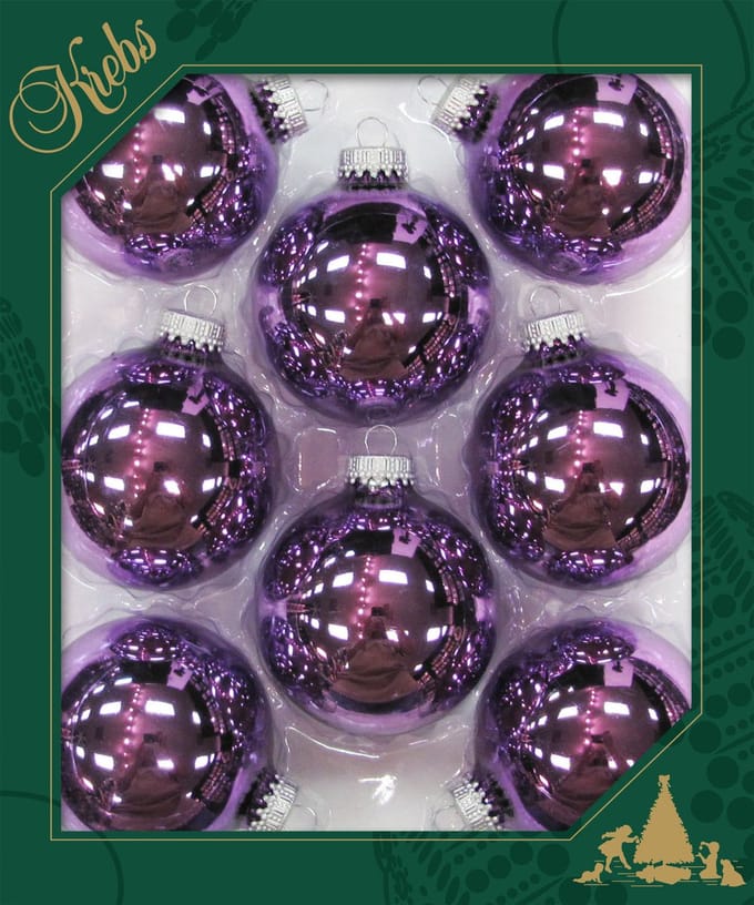 Krebs Kerstballen 8x paars glans glas 7 cm - kerstboomversiering - feestelijk - elegant