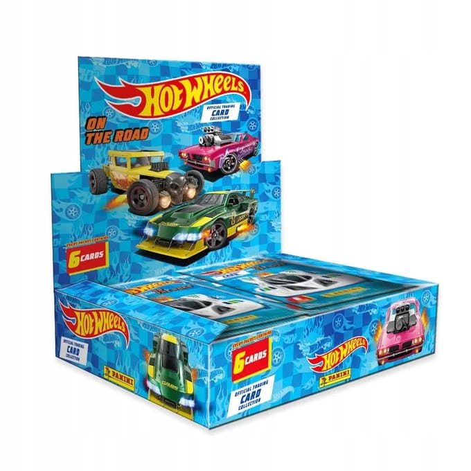 Panini hot wheels kaarten tcg box 24 zakjes met 144 verzamelkaarten