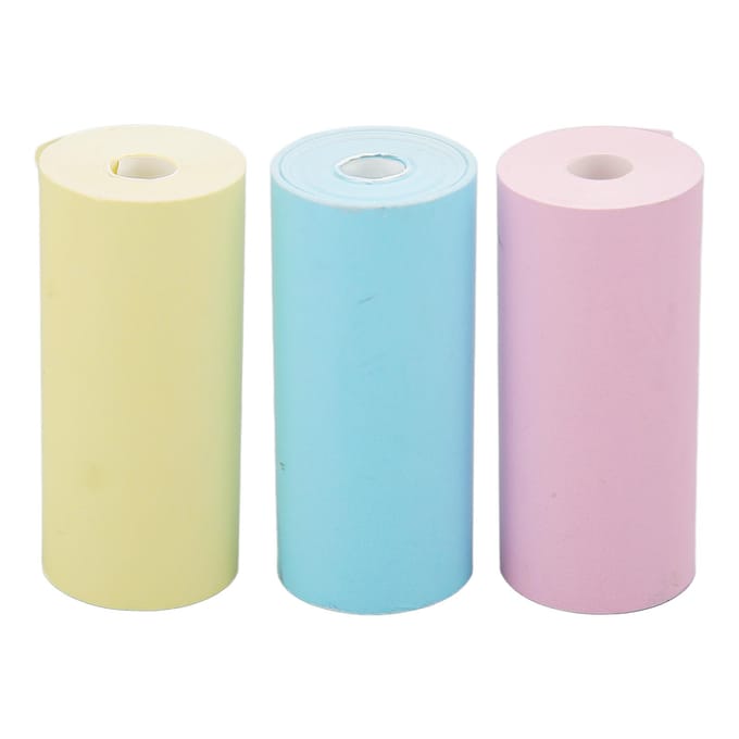 12 Rouleaux Papier d'Impression Mini Coloré Polyvalent DIY Mini Rouleau de Papier Thermique pour Imprimante 57x25mm white