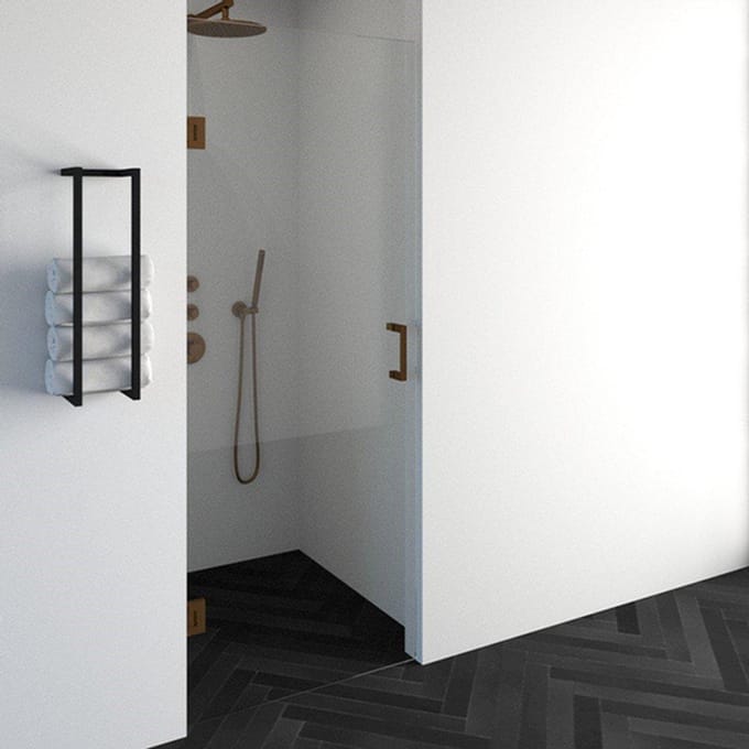 Saniclass Create Douchedeur - 80x200cm - profielloos - antikalk - 8mm veiligheidsglas - koper