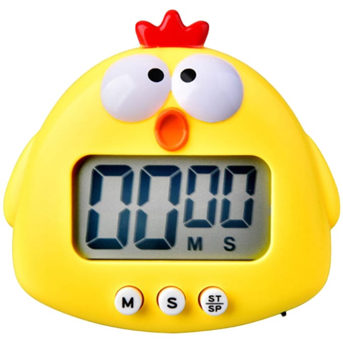 Minuterie de cuisine numérique, minuterie en forme d'animal mignon, avec support arrière à aimant puissant, alarme forte, grand écran Type 3(Chick)