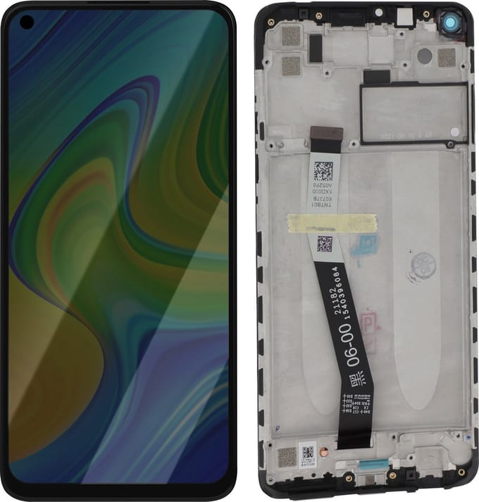 Xiaomi, Scherm + Kader voor Xiaomi Redmi Note 9 Origineel Service Pack, Grijs