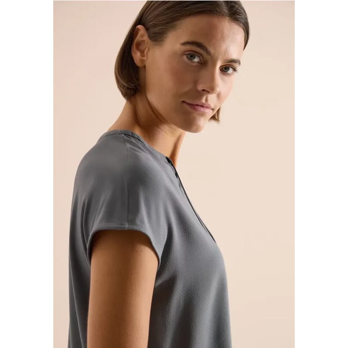 Blouse met korte mouwen en structuurmix