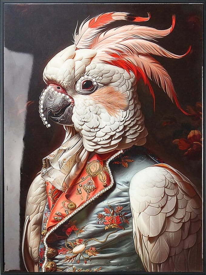 Schilderij regency papagaai 45x60cm
