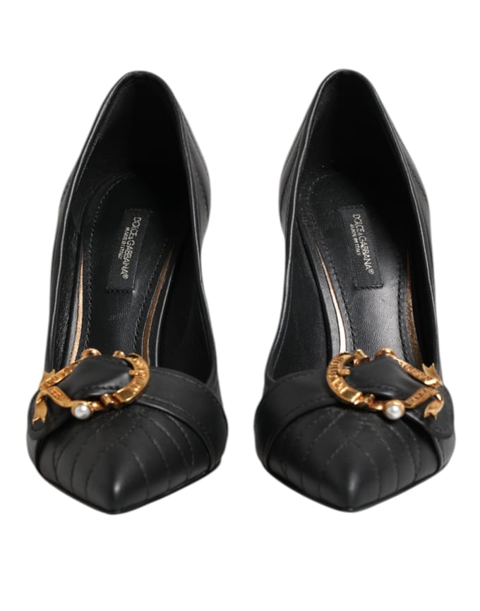 Dolce & Gabbana Zwarte Devotie Leren Hakken Pumps Schoenen