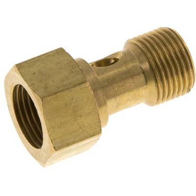 Banjobout 1-weg Messing G3/8'' Buiten- en Binnendraad 26.5mm