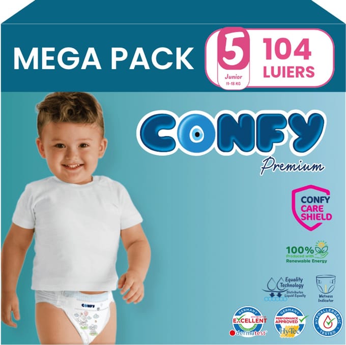 Confy Premium - Luiers Maat 5 (11-18kg) - 104 Luiers - Mega Pack