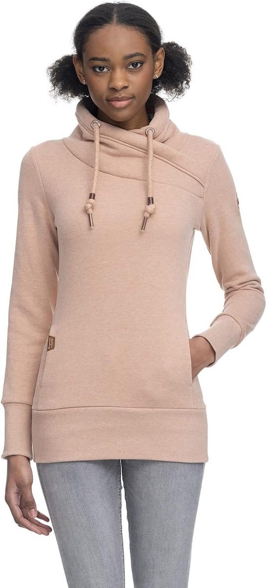 Dames Sweatshirt met Asymmetrische Sjaalkraag - Comfortabel & Licht Getailleerd