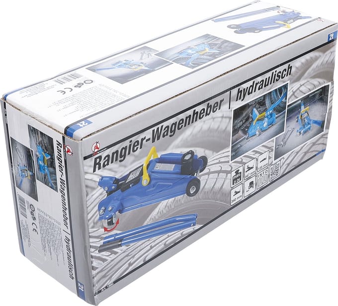 BGS Garagekrik - 2 Ton - Handige draaggreep - Blauw