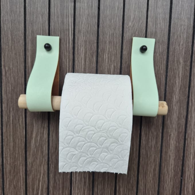 Leren toiletrol houder mint groen 4cm breed en 30cm lang