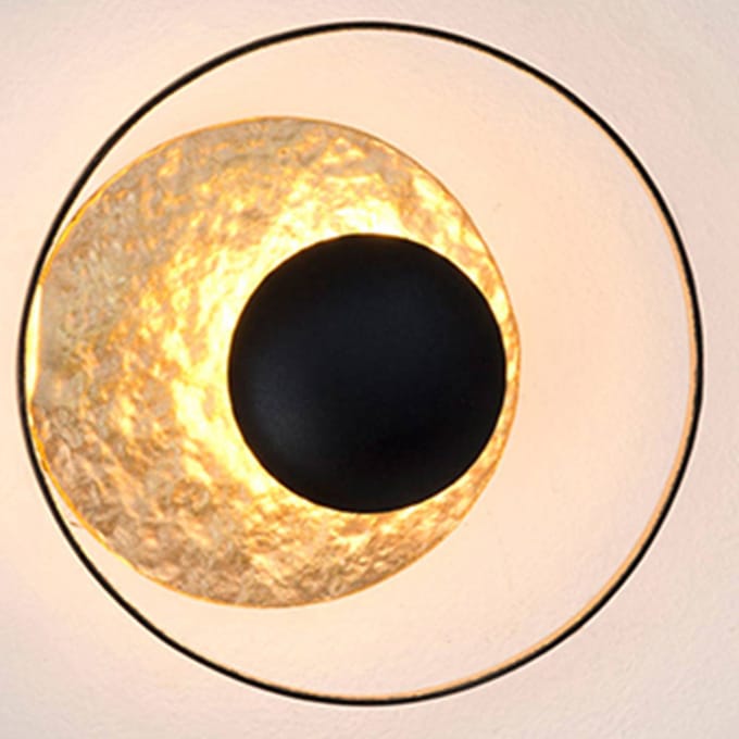 Holländer Wandlamp Satellite, Ø 19 cm zwart-goud