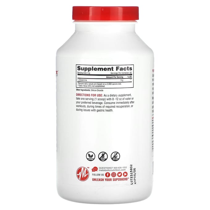 Metabolic Nutrition, L-Glutamine, Sans Arôme, 10.58 oz (300 grammes)