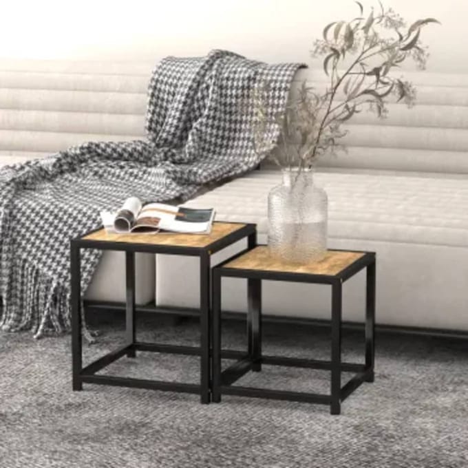 vidaXL - Salontafels - 2 - st - MDF - zwart - en - geel