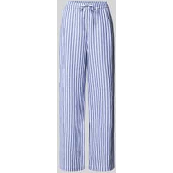 broek met rechte pijpen van linnen met elastische band