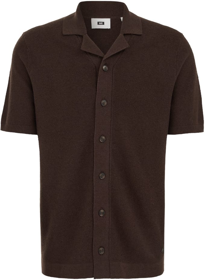 WE Fashion Heren regular fit gebreide polo van linnenmix