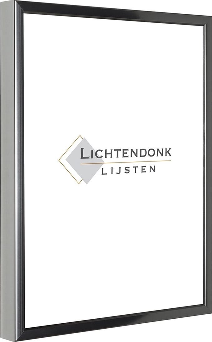 Aluminium Wissellijst 20 x 30 Chrome Antraciet (glans) - Ontspiegeld Glas - Salerno