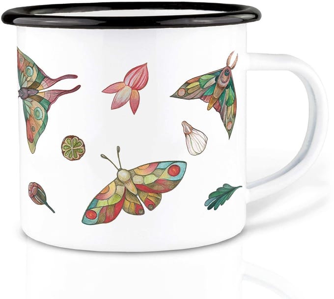 Ligarti Handgemaakte emaille mok bonte motten 300ml