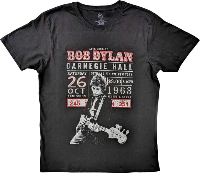 Bob Dylan - Carnegie Hall '63 Heren T-shirt - S - Zwart