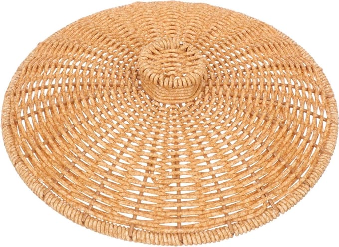 Prullenbak Deksel - Afvalbak Deksel - Afval Opbergen - Imitatie Rotan Uiterlijk - 23.5 cm - Bruin