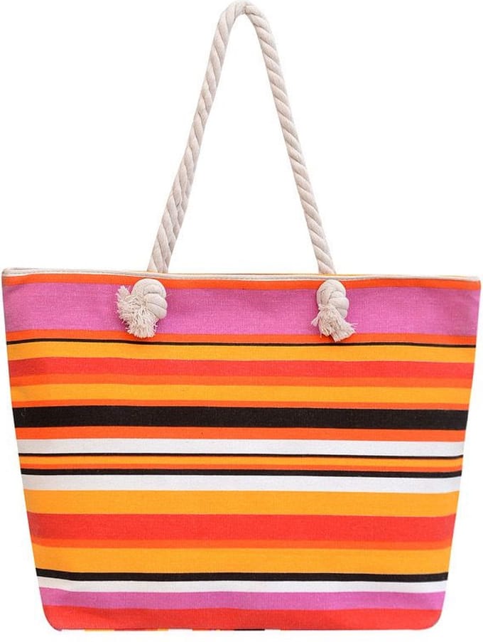 Strandtas Shopper Weekendtas Oranje Gestreept.
