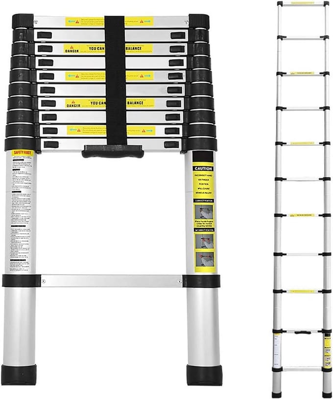 Uitschuifbare Telescoopladder 3,2 Meter Aluminium Multifunctioneel Belasting 150 kg