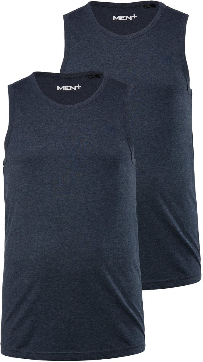 Men Plus - Heren - Tanktop basic set van 2 ronde hals - Navy blauw - Maat L
