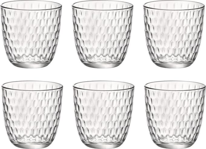 Bormioli Rocco Drinkglazen Drops - waterglazen - helder transparant - glas - set 6x stuks - 290 ml - gekleurd glas - stapelbaar