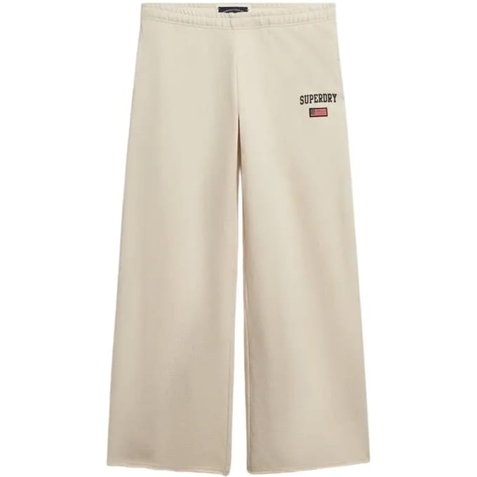 Superdry Athletic Essentials Joggingbroek met Wijde Pijpen White Grootte: 38