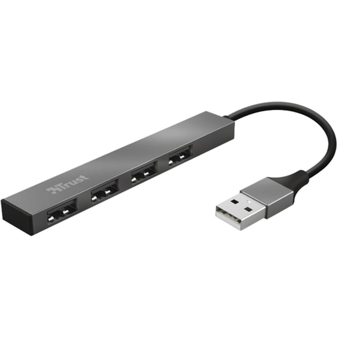 Trust USB-Hubs, Schnittstellen-Verteiler 23786 USB-hub 4 poorten USB-A USB 2.0 480 MBit/s Met aluminium behuizing