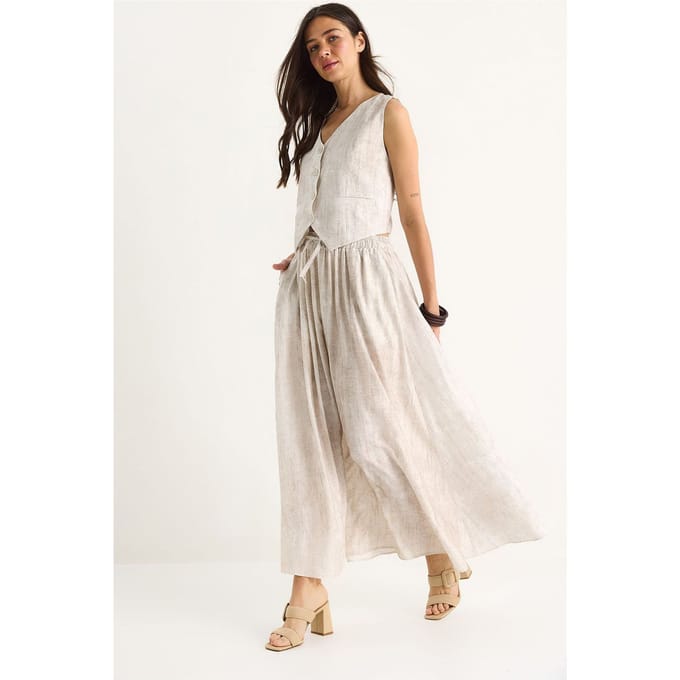 V-hals Vest en Maxi Rok Tweedelige Set