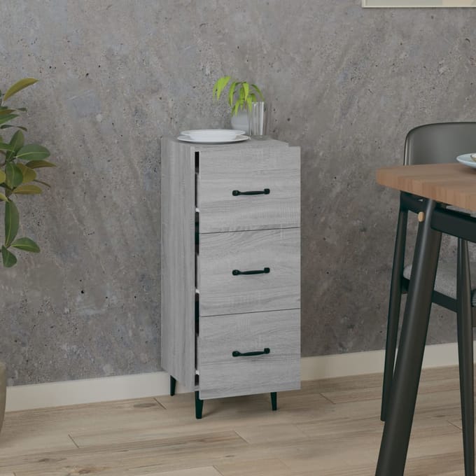 vidaXL - Dressoir - 34,5x34x90 - cm - bewerkt - hout - grijs - sonoma - eikenkleurig